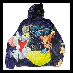Members Only Windbreaker Jacket Looney Tunes Tom & Jerry Medium All Over Graphic